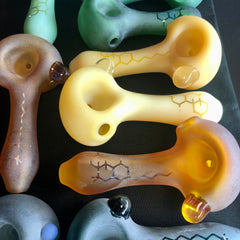 Frosted THC Molecule 4" Hand Pipe - Reading Glass Militia