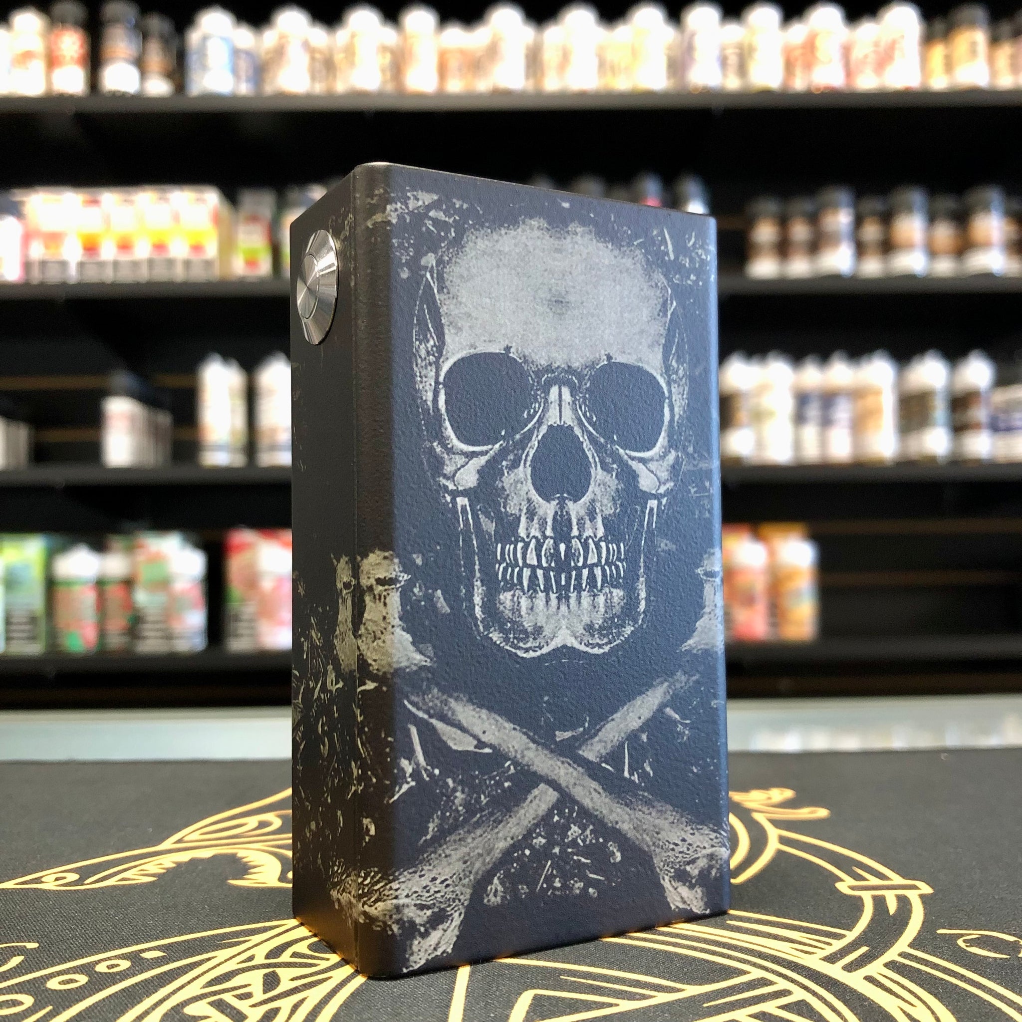 Parallel/Series Mech Box Mod SS Top/Button (Dual 21700) by Nasy Mods - Vaping Delights (Cross Bones)