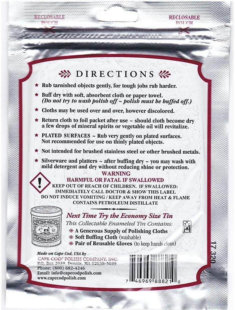 Cape Cod Metal Polishing Cloths Foil Pouch 0.53oz